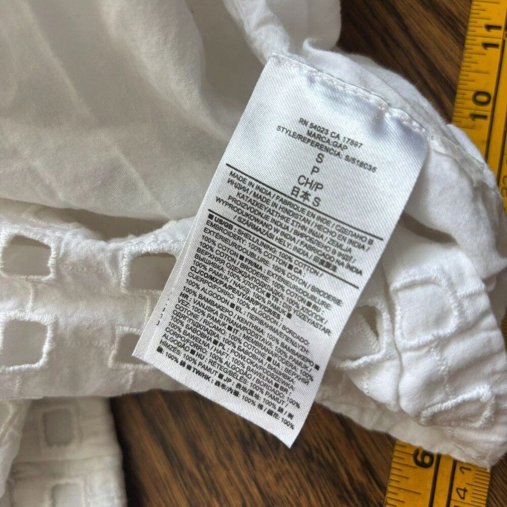 Gap Designed & Crafted White Eyelet Cotton Midi Skirt Elastic Lined Sz S - Picture 3 of 6